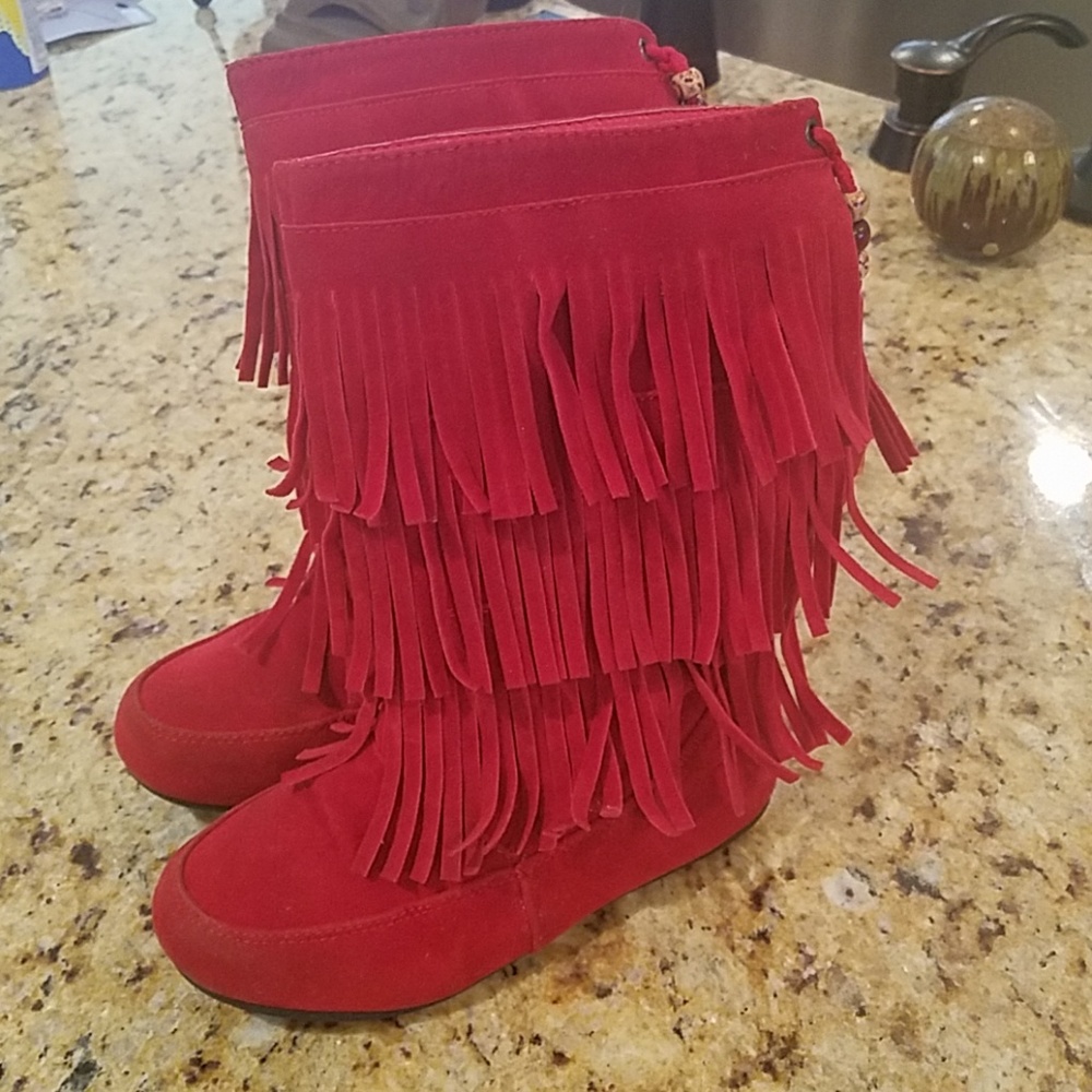 Girls red boots size 12